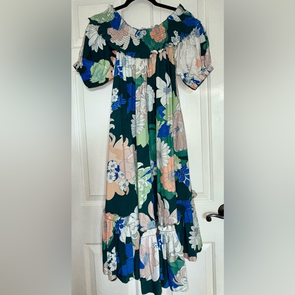 Anthropologie Cara Cara Floral Dress with Ruffle Hem And Pockets XS - Picture 5 of 11